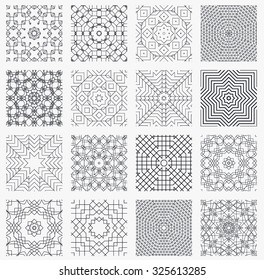 decorative patterns and textures. Snowflakes artistic icons.