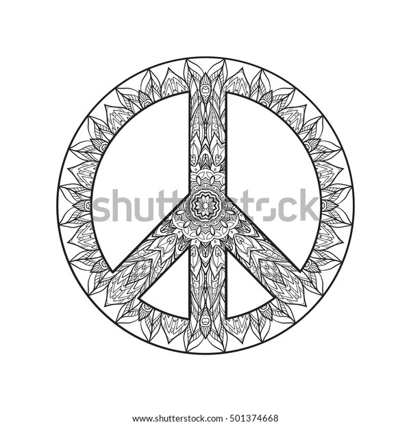 Decorative Peace Symbol Hipster Round Pacifism Stock Vector (royalty 