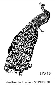 Decorative Peacock black and white