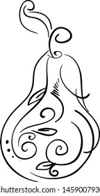 Decorative pear, illustration, vector on white background.