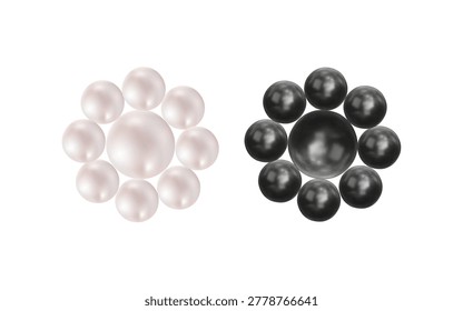 Decorative Pearl Flowers Vector Illustration.