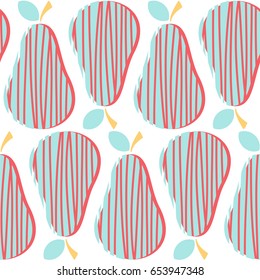 Decorative pears. Seamless vector pattern.