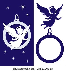 Decorative pendant with an angel. Cut file. Christmas tree toy, Christmas ornament