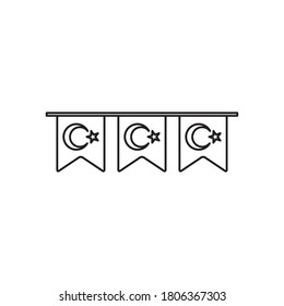 pendientes decorativos con diseño de bandera turca sobre fondo blanco, estilo de línea, ilustración vectorial