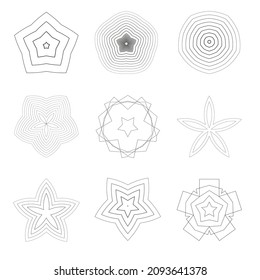 decorative pentagon  vector isolated design elements set
