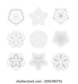 decorative pentagon  vector isolated design elements set