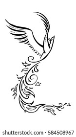 Decorative phoenix bird. Vector tattoo 