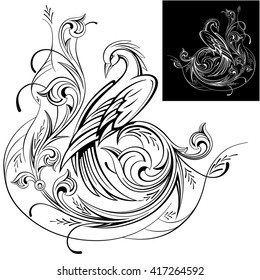 decorative phoenix fairy on a flower ornament vector illustration