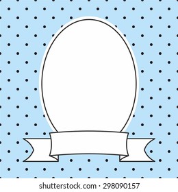 Decorative photo vector frame with black polka dots on blue background