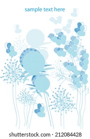 decorative picture of a bouquet of blue flowers with text