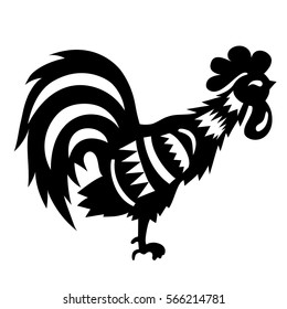 Decorative picture rooster. Sketch cock. Picture cock