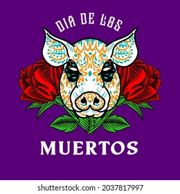 Decorativo Día de la Cabeza de Cerdo de la Ilustración México Muerto