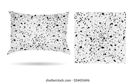 Decorative pillow with blots of ink hand drawn pillowcase in an abstract style on a white background. Isolated on white. Interior design element. Vector illustration