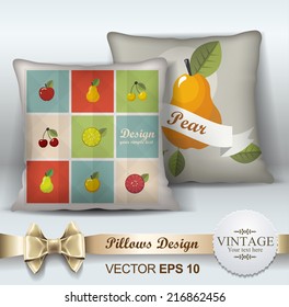 Decorative Pillows design template. Set of two decorative pillows for interior design. Original pattern is complete, masked. Vector illustration. Creative sofa pillow. 