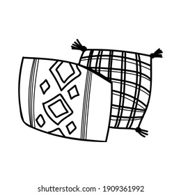 doodle de almohadas decorativas sobre fondo blanco
