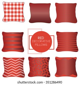 Decorative pillows set 3 for interior, vector illustration