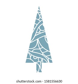 decorative pine tree with swirl pattern inside, vector