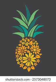 Decorative Pineapple  illustration for graphic tee t shirt or sweatshirt or poster - Vector