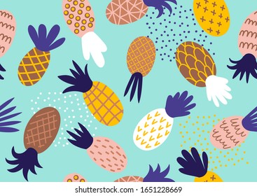 Decorative pineapple seamless pattern illustration