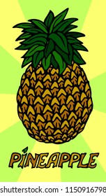 Decorative pineapple with text on beautiful background