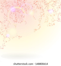 Decorative pink background with floral pattern. Vector