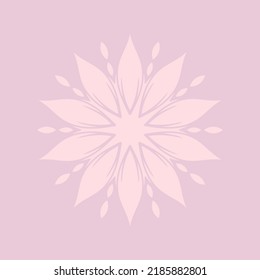 Decorative pink background with ornamental round pattern. Card template design. Vector illustration.