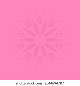 Decorative pink background with ornamental round pattern. Card template design. Vector illustration.