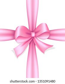 Decorative pink bow,
Gift box with ribbon bow,
Vector illustration isolated on white background