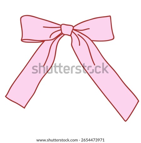 Decorative pink bow isolated on white. 1 September holiday for schoolgirl decoration element. Hair accessory design. Vector flat stock illustration. Not AI.