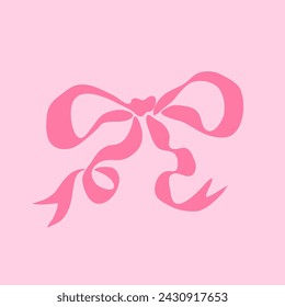 Decorative pink bow. Wedding celebration, holiday, party decoration, gift, present concept