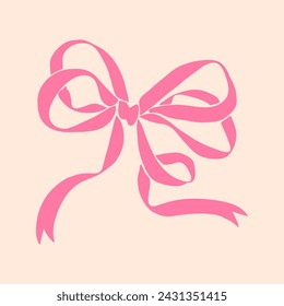 Decorative pink bow. Wedding celebration, holiday, party decoration, gift, present concept