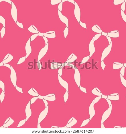 Decorative pink bows seamless pattern. Trendy design. Cute feminine romantic background for textile, wallpaper, wrapping. Vector illustration