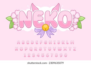 decorative pink cat editable text effect vector design