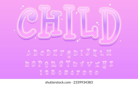 decorative pink childish editable text effect vector design