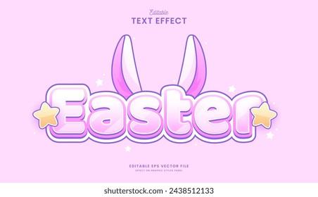 diseño de vector de efecto de texto editable de conejito de pascua rosa decorativo