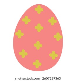 Decorative pink egg with yellow patterns for holiday celebrations in springtime decorations