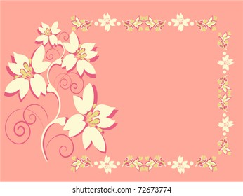decorative pink flowers frame