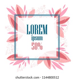 Decorative pink frame template with place for text. Vector illustration. Suitable for a template or banner or business card or invitation or leaflet.