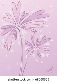 Decorative pink hand-drawing flower