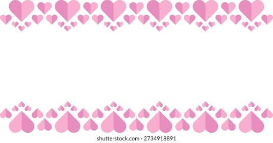Decorative pink hearts border frame with repeating love shapes creating empty copy space perfect for romantic designs greeting cards invitations banners posters and seasonal celebrations