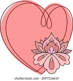 Decorativo Marco rosa en forma de corazón con un espacio vacío para la flor Text, Decorative Pink peony