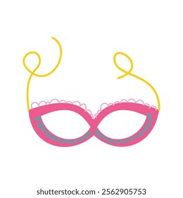 A decorative pink party mask with golden accents, symbolizing masquerade-style fun.