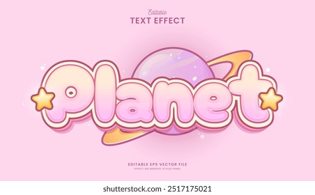 decorative pink planet editable text effect design