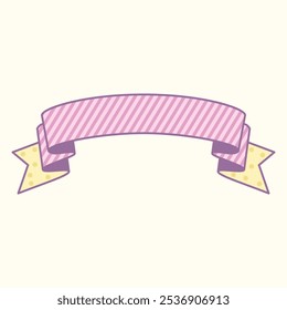 A decorative pink ribbon banner with striped design and star accents, suitable for announcements.