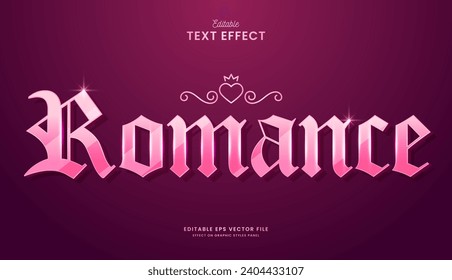 decorative pink romance  editable text effect vector design