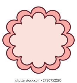 Ícone de moldura em forma de nuvem rosa decorativo para texto e rótulo