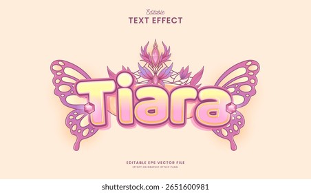 decorativo cor-de-rosa tiara editável projeto de efeito de texto