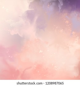 Decorative pink vector watercolor background with painting texture