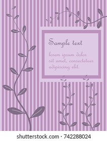 decorative pink vintage striped vegetal Greeting card baby show cover front page