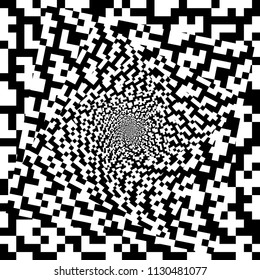 Decorative pixel tunnel. Endless pattern with pixels. Abstract geometric pattern. Abstract geometric tunnel